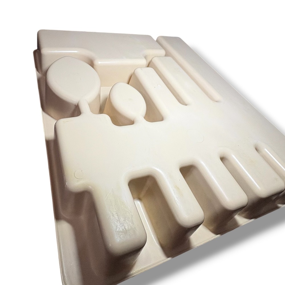 Vintage Rubbermaid Silverware Drawer Organizer Almond Plastic Tray 6 Slot - Picture 5 of 6